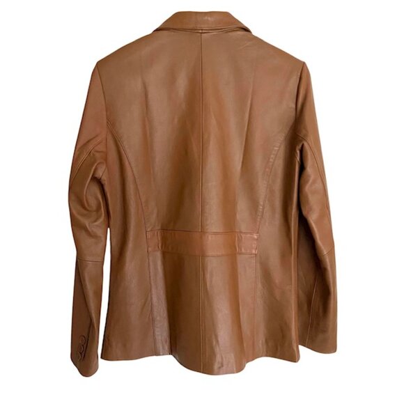 Jild Classic Lambskin Cognac Leather Blazer Medium - Picture 4 of 5